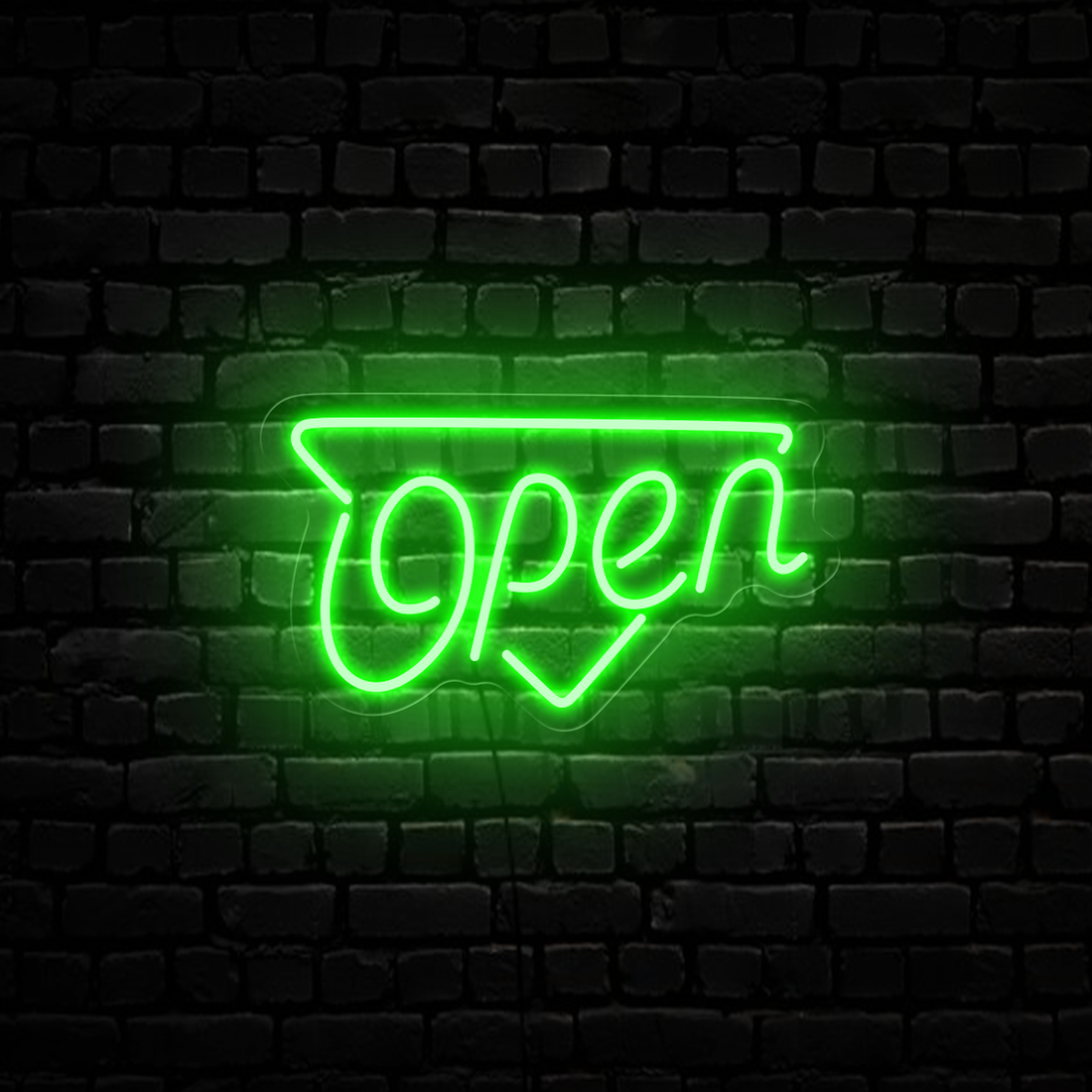 Green Triangle Open Sign
