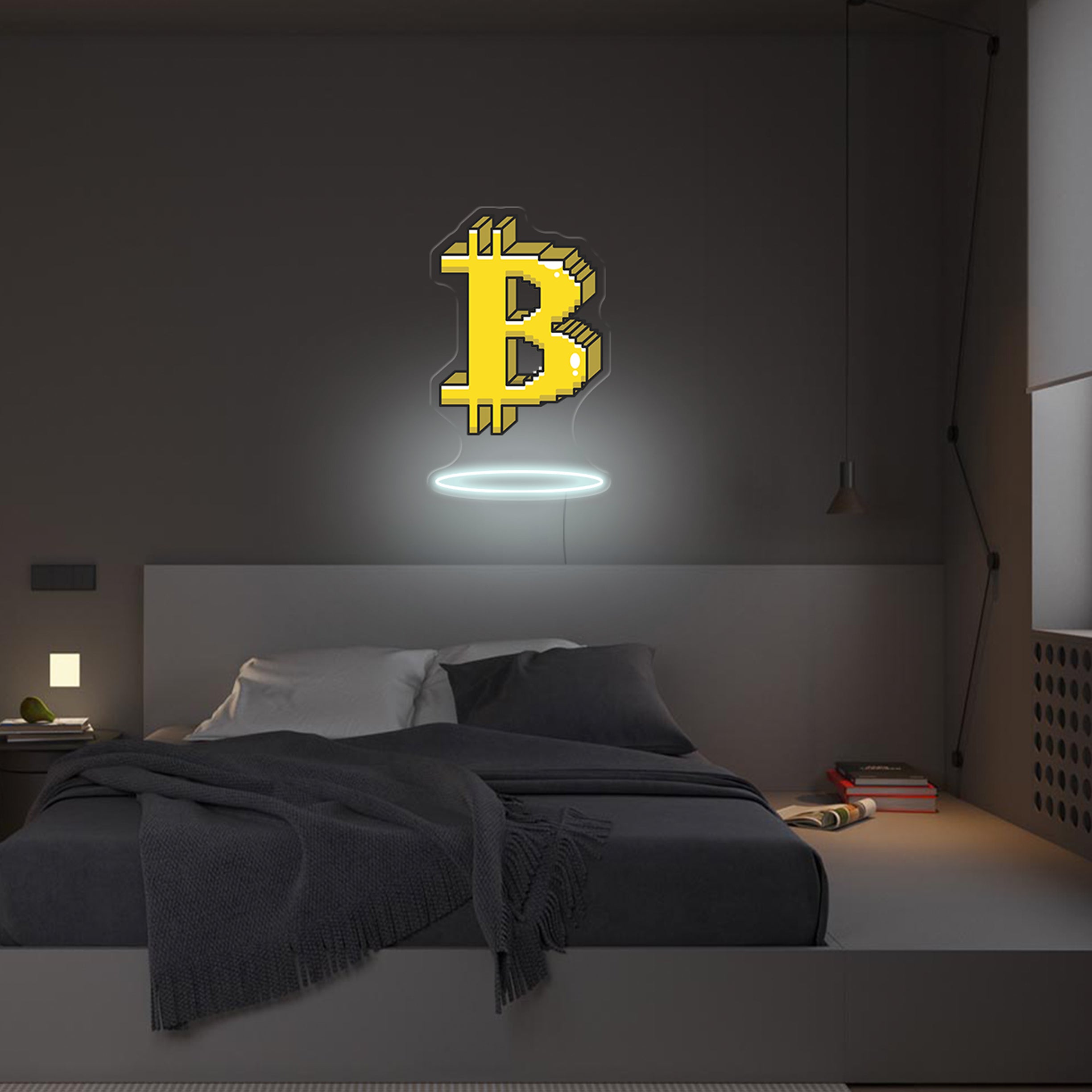 Bitcoin Pixels Neon Sign